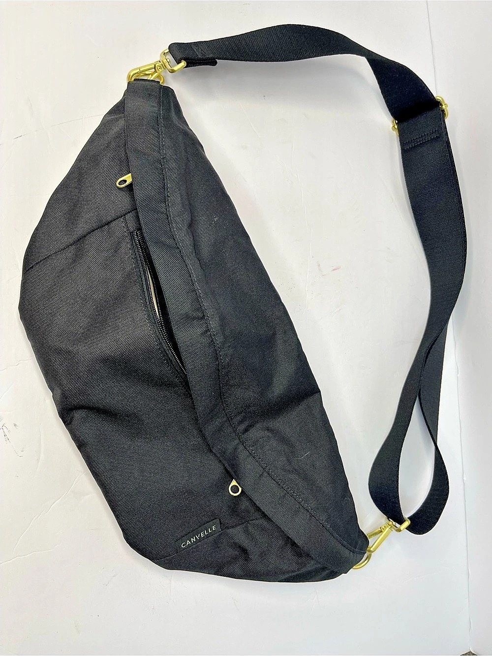 CANVELLE Crescent Crossbody Bag in Black